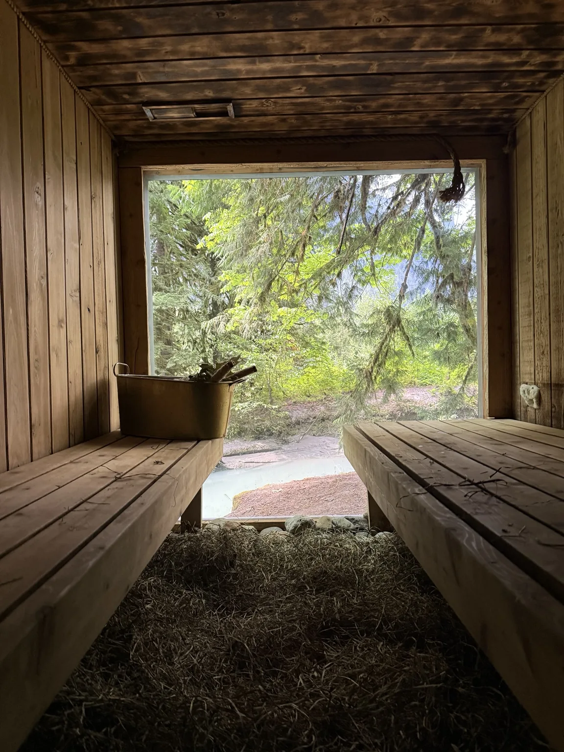 Panoramic sauna view in British Columbia