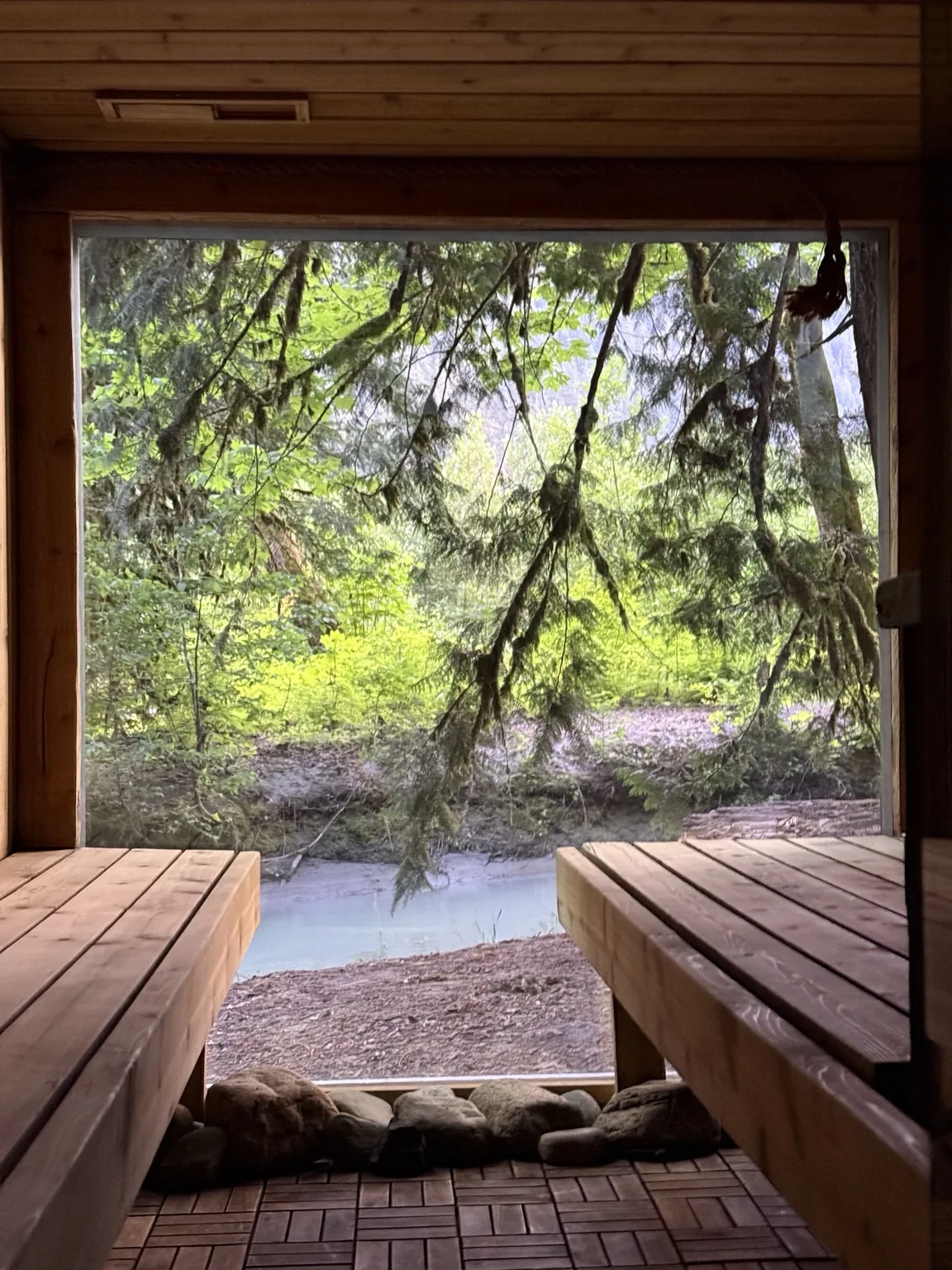 Panoramic sauna view in British Columbia