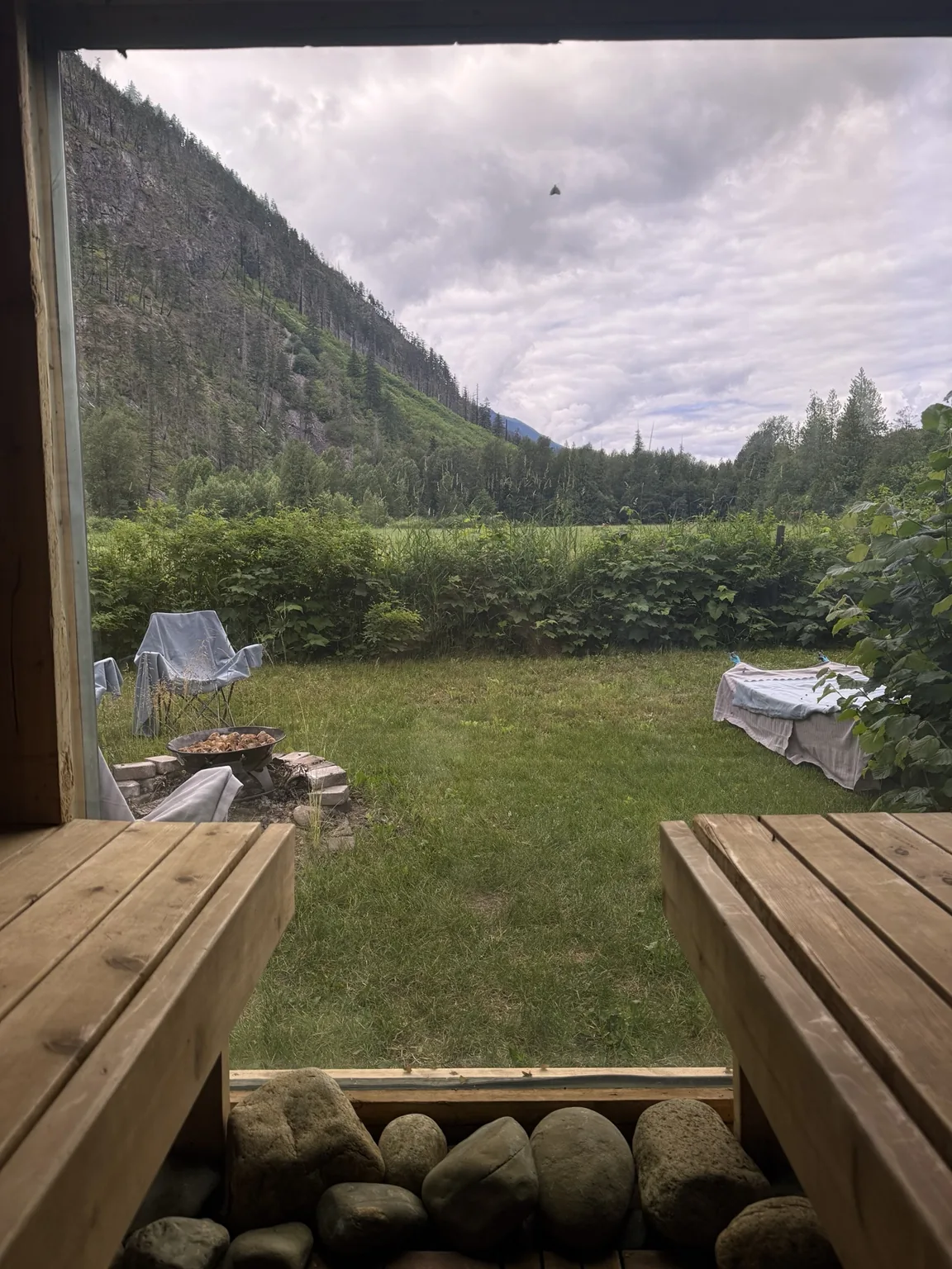 Panoramic sauna view in British Columbia